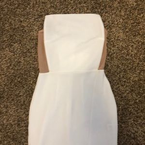 Modern white strapless dress